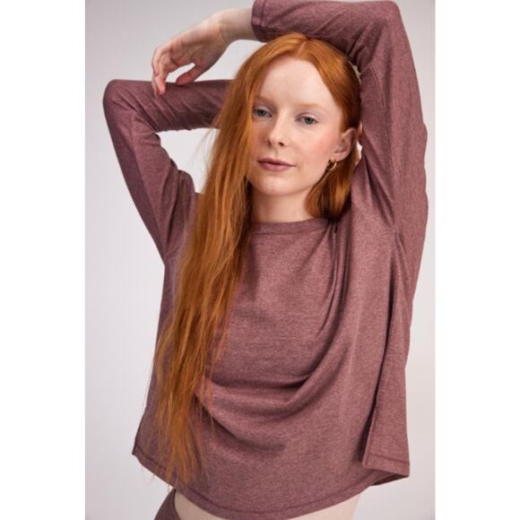 Girlfriend Collective Reset Long Sleeve Tee XXS Heathered Pink Rosehip Top - Picture 1 of 9